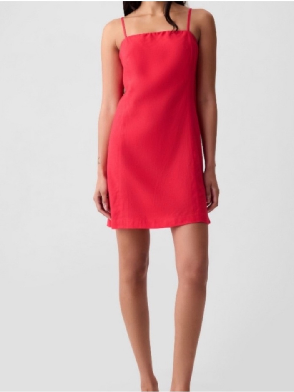 Red Linen Slip Dress